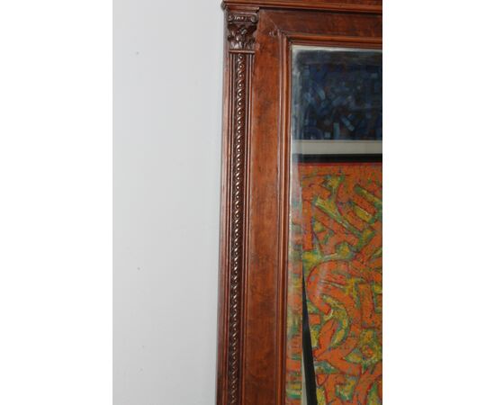 Antica grande specchiera noce Luigi Filippo noce XIX sec restaurata. Mis 136 x 96 