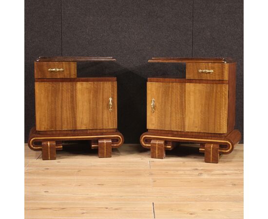 Pair of Italian bedside tables in Art Deco style from the 50's