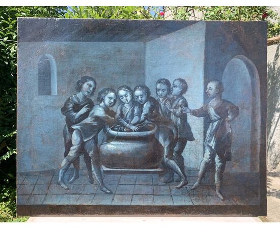 Pittore francese (XVIII sec.) - Giuseppe gettato dai fratelli nella cisterna.