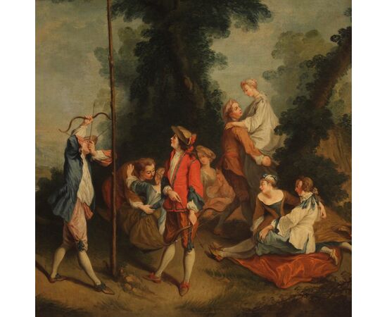 Dipinto francese rococò scena di genere del XVIII secolo