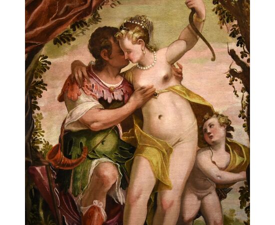 Idillio tra Venere e Adone con Cupido, Paolo Caliari detto il Veronese (Verona 1528 - Venezia 1588) Bottega/cerchia