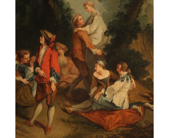 Rococo French painting gallant party from the 18th century 