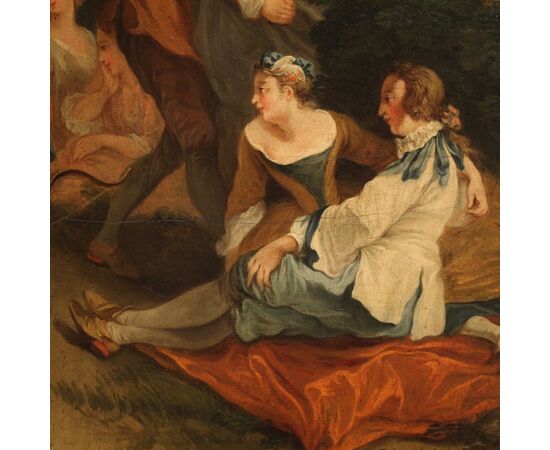 Dipinto francese rococò scena di genere del XVIII secolo