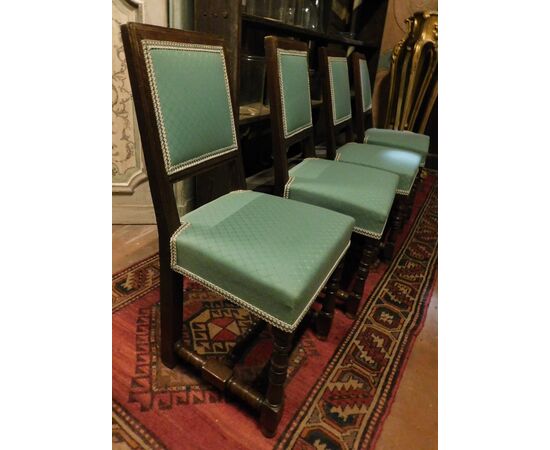 PANC144 - N.4 sedie rocchetto, epoca '600, cm L 45 x H 96 x P 40