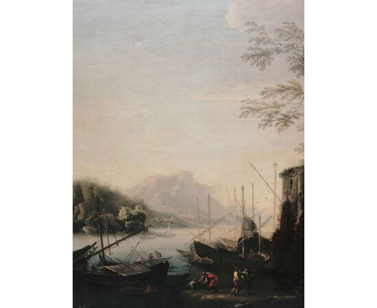 Marina delle torri - Paesaggio del '600 con squero, rovine e figure, da Salvator Rosa (1615 - 1673)