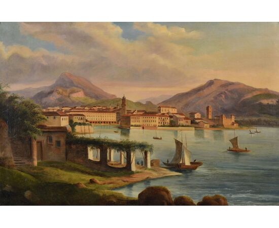 Veduta di Riva del Garda, Pittore vedutista italiano dell'Ottocento