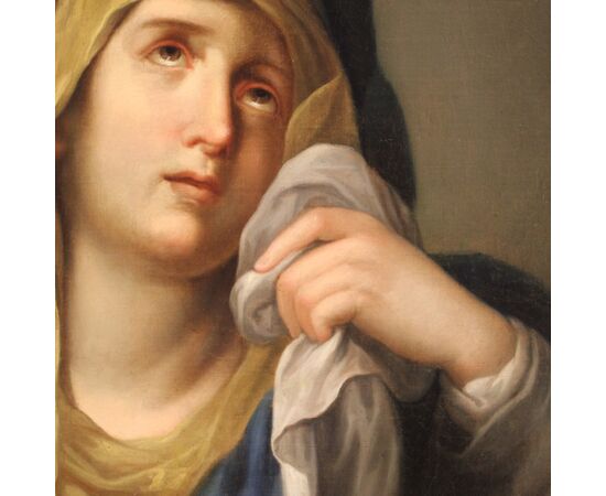 Antique Italian painting Virgin of Sorrows from the 18th century
