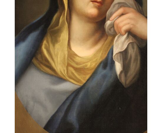 Antique Italian painting Virgin of Sorrows from the 18th century