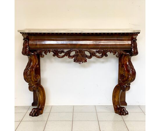 Console in walnut feather period Charles X. Genoa early 19th century     