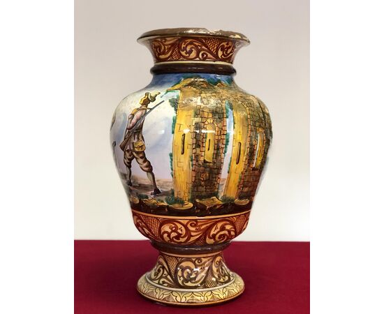 Albissola painted majolica vase.     