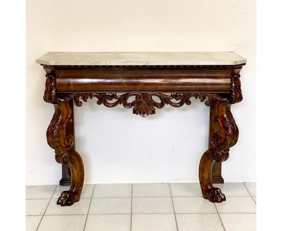 Console in walnut feather period Charles X. Genoa early 19th century     