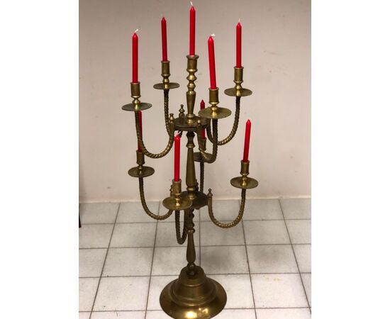 Nine flames gilded bronze candlestick, 19th century     