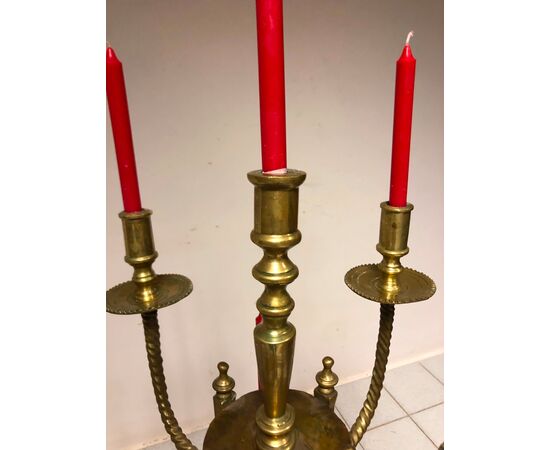 Nine flames gilded bronze candlestick, 19th century     