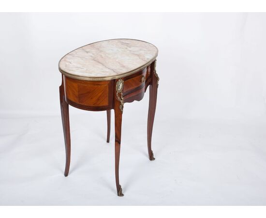Tavolino francese, intarsiato, palisandro, stile luigi XVI