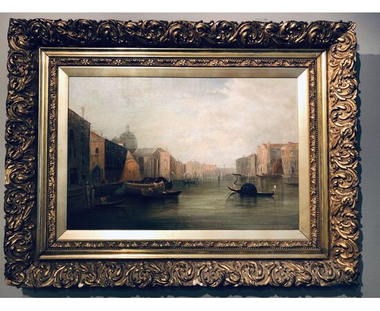 Una coppia rara delle vedute di Venezia, olio su tela