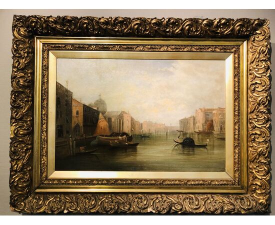 Una coppia rara delle vedute di Venezia, olio su tela