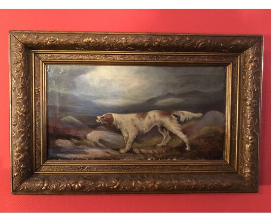 Coppia di quadri  inglesi con cani da caccia 