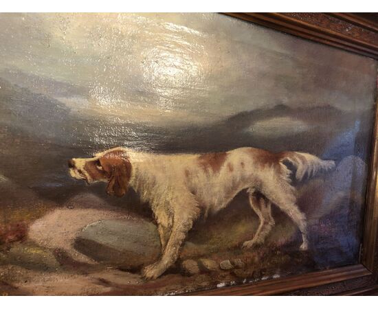 Coppia di quadri  inglesi con cani da caccia 