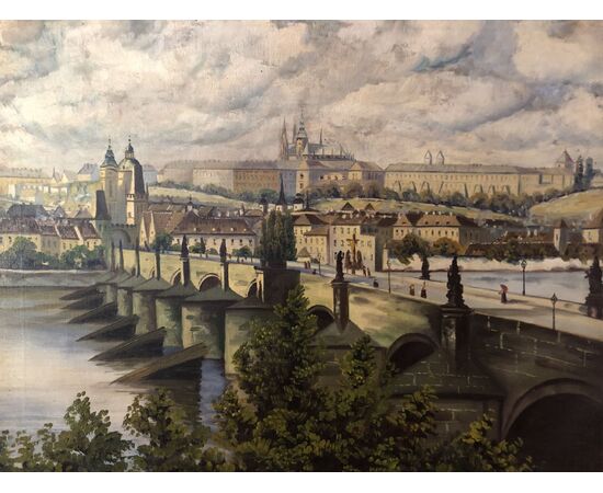 Ponte di "Carlo" a Praga, olio su tela