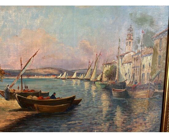 Un porto nella costa azurra, fine dell'Ottocento