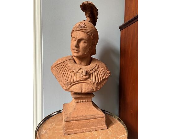 Busto di un imperatore romano  di terracotta