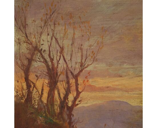 Painting landscape signed oil on board from the 30s
