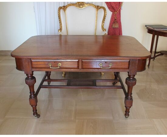 Center table desk with drawers