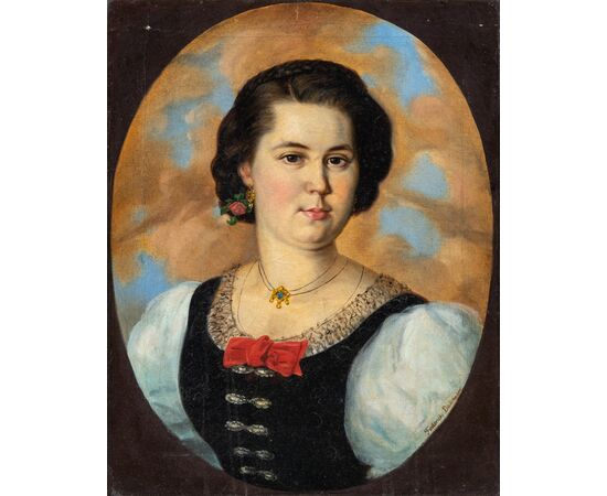 Frederick Dielman (Hannover 1847 – Washington 1935) - Ritratto di donna.