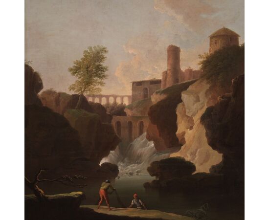 Grande dipinto paesaggio della seconda metà del XVIII secolo