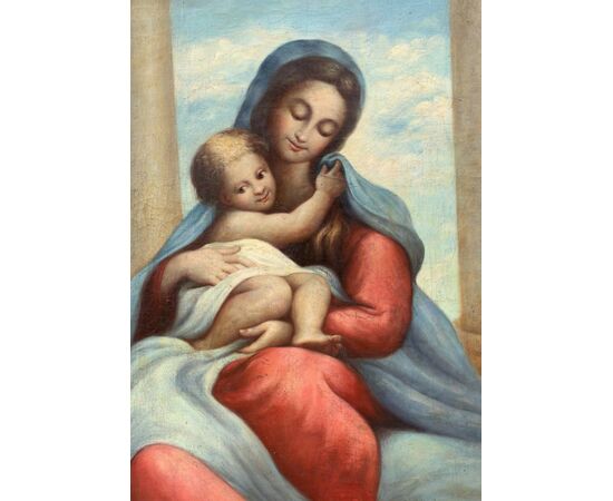 Pittore italiano (XIX sec.) - Madonna col Bambino.
