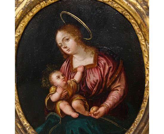 XVII secolo, Scuola Fiamminga, Madonna con bambino 