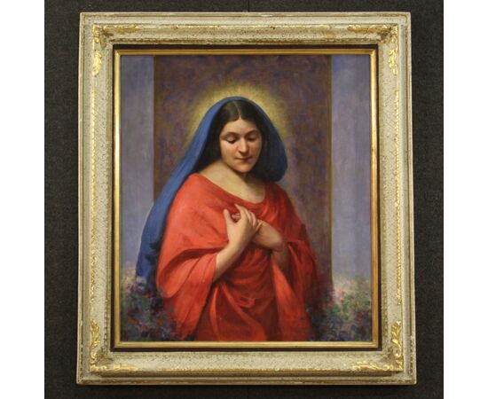 Italian religious painting Madonna dated 1929