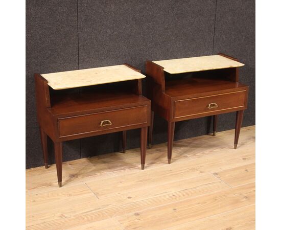 Elegant pair of bedside tables with onyx top from the 70s