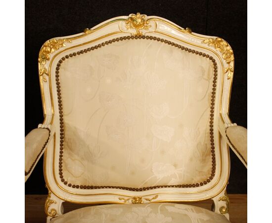 Painted and gilded armchairs in Louis XV style from the 20th century
