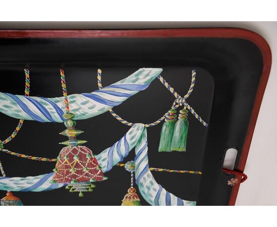 Italian Hand-Painted Metal Tray for Table or Wall     