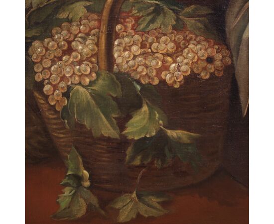 Great painting from the 18th century, genre scene with still life 