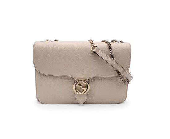 GUCCI Borsa a Tracolla in Pelle Col. Beige Interlocking M