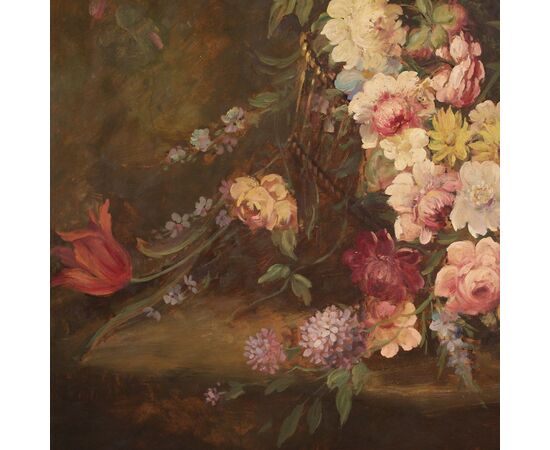 Dipinto natura morta con fiori del XX secolo