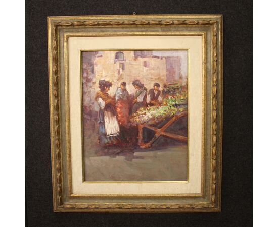 Italian painting popular scene from 20th century