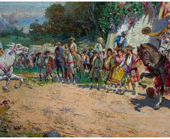 Riccardo Pellegrini (Milan 1863 - Crescenzago 1934), Spanish party before the bullfight     