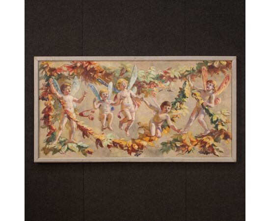 Dipinto italiano Naif olio su tela del XX secolo