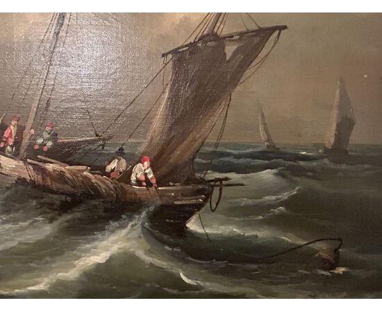 Coppia di dipinti "Marina" dell'Ottocento
