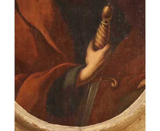 Italian oval painting from 17th century, Saint Paul