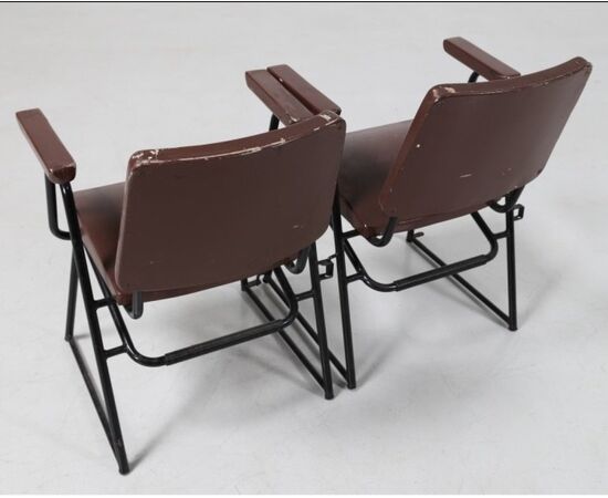 BBPR Lacquered Wood and Iron Rod Living Room Set for Michelin Sport Club, D.A.M.I., 1930s, Set of 12