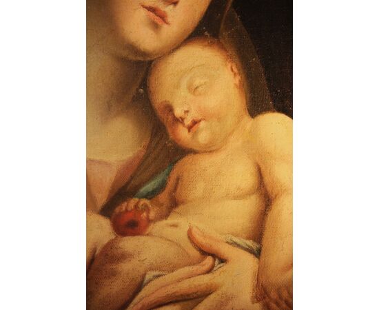 Madonna e Bambino con mela, dipinto olio su tela