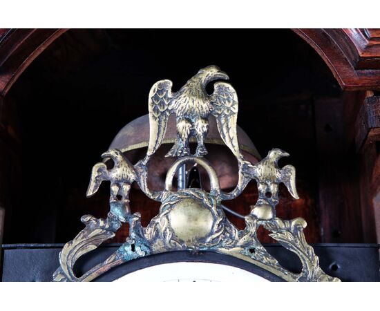 Orologio a colonna francese del 1700 stile provenzale in ciliegio e radica di olmo