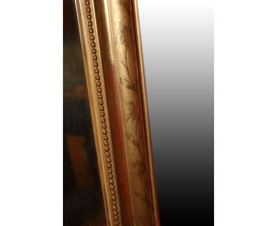 Grande specchiera francese stile Luigi XVI in legno dorato del 1800