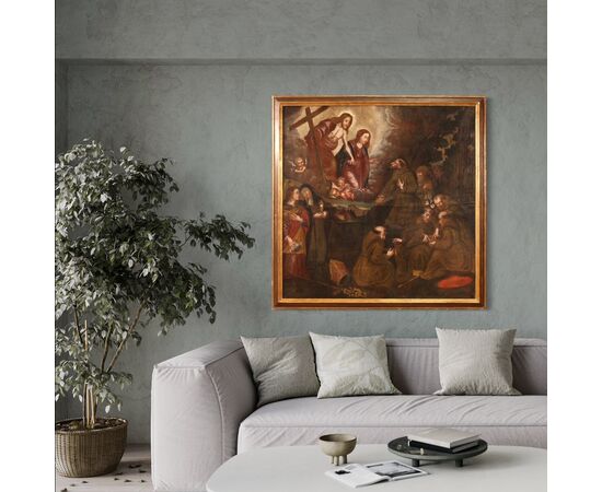 Dipinto spagnolo religioso olio su tela del XVIII secolo