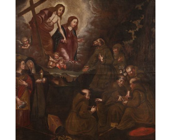 Religious Spanish painting oil on canvas from the 18th century