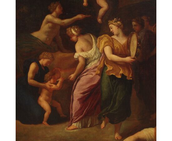 Grande quadro mitologico italiano del XVII secolo, Zeus infante e la capra Amaltea sul monte Ida